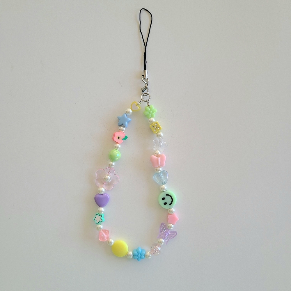 Pastel Beaded Phone Charm Y2k 90s Fairycore